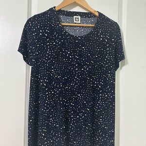 Navy Blue Patterned Women's Top